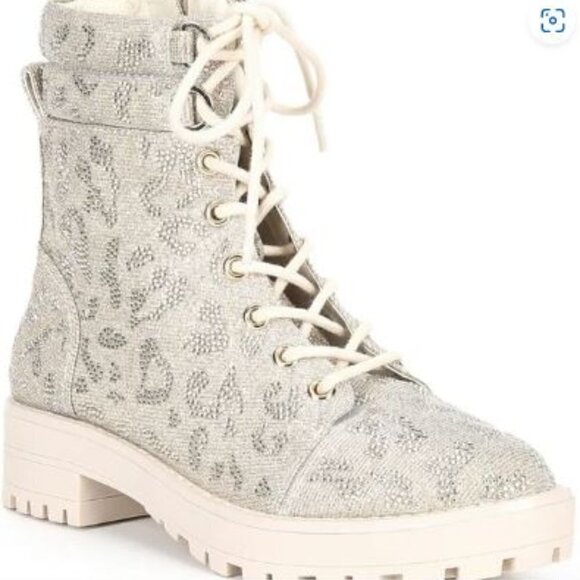 Gianni Bini Balynne Glitzy Leopard Print Sparkle Textile Upper Boots. Size 9.5 - Picture 1 of 7
